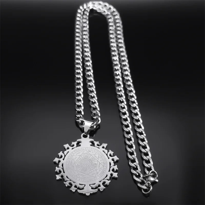 Seven Archangels Amulet Necklace | Stainless Steel Seal of Salomon Protection Talisman