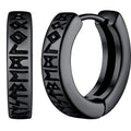 1Pair 12mm Norwegian Viking Rune Hoop Earrings | 316L Stainless Steel Huggie Hoop Earrings for Men and Women