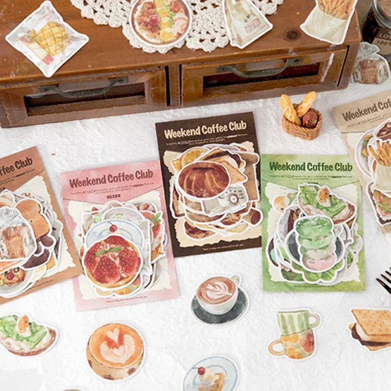 Mr.Paper Sweet Collection Washi Stickers | 50 Watercolor Food & Coffee Stickers for Journaling