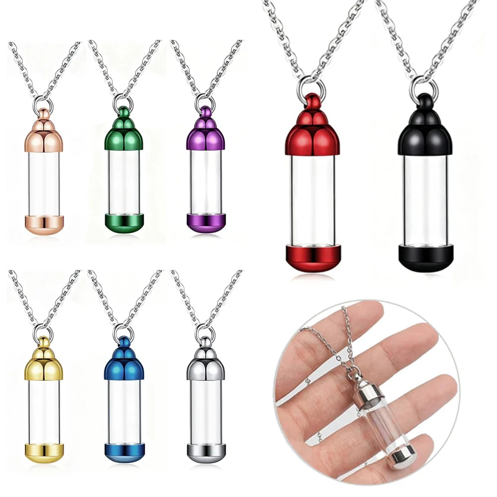 Small Glass Cremation Urn Vial Necklace for Ashes | Memorial Pet Charm