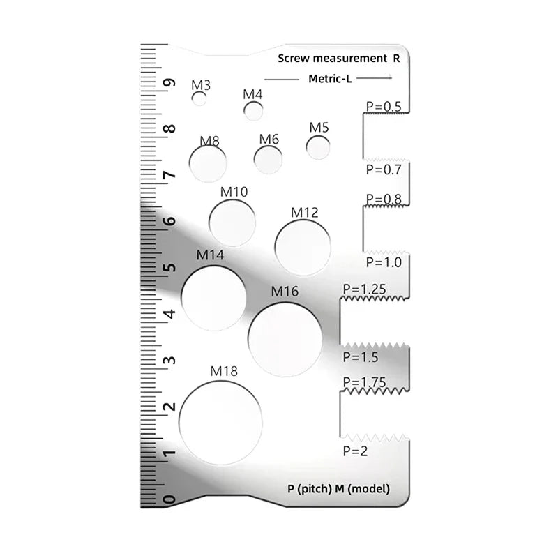 Thread Pitch Gauge Measurement Ruler | Space Saving Screw Measuring Tool