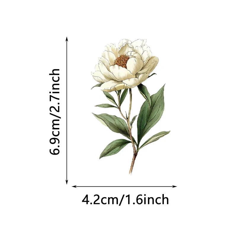 50PCS Transparent Vintage Floral Stickers | Nature Plant Flower Scrapbook Decals