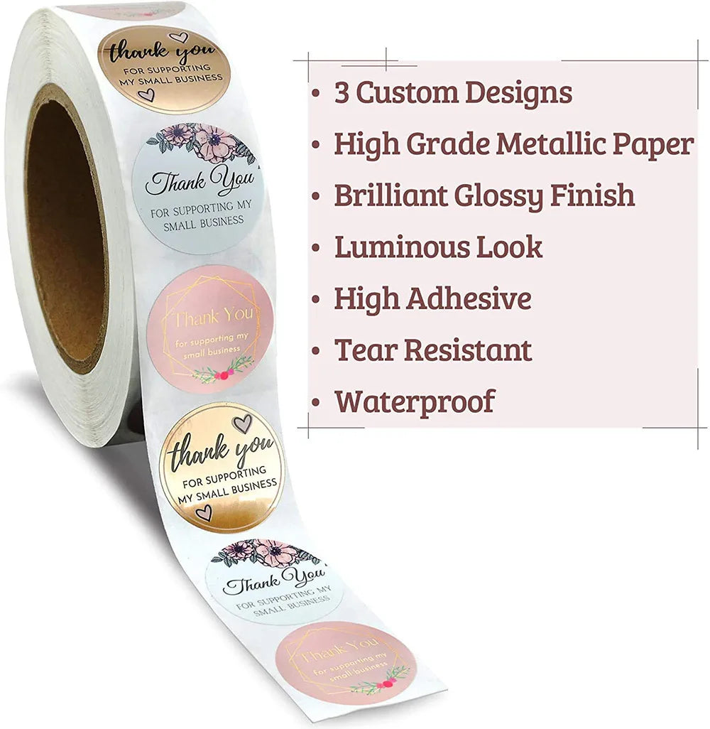 500pcs Thank You Stickers for Small Business | Floral Gift Packaging Seal Labels