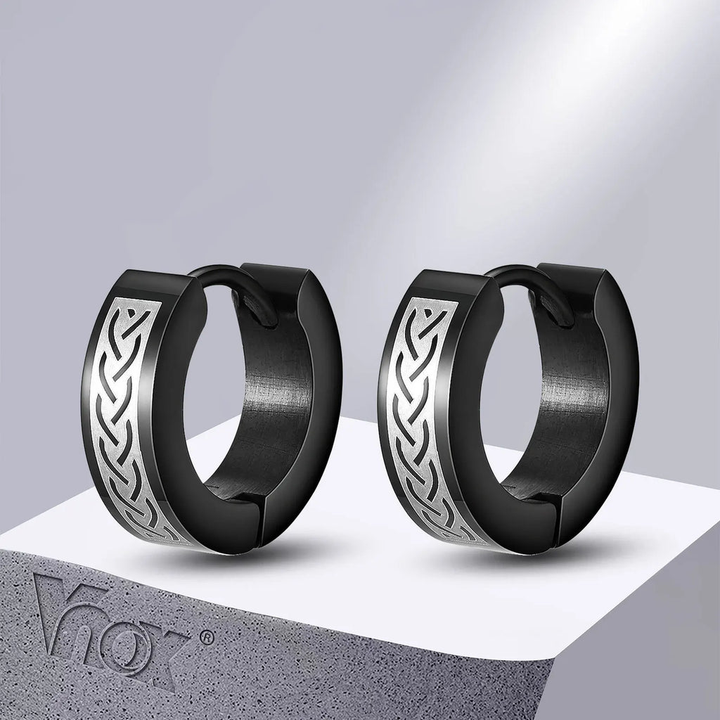 Mens Celtic Knot Hoop Earrings | Hypoallergenic Stainless Steel Huggie Earrings