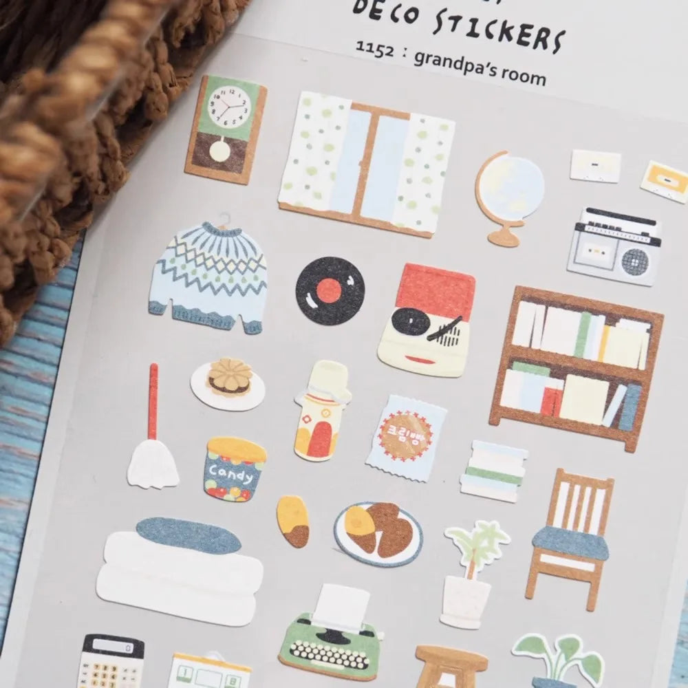 Korean Import Suatelier Grandapa's Room Paper Stickers | Scrapbooking DIY Decorative Supply