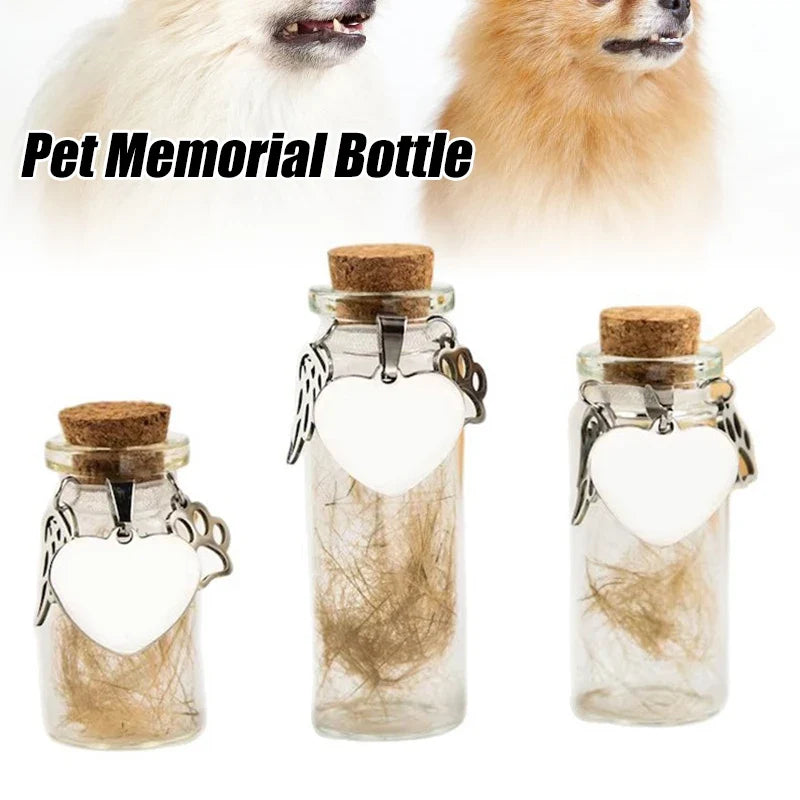 Pet Memorial Bottle for Pet Hair | Dog Cat Fur Keepsake Display and Urn Container Gift