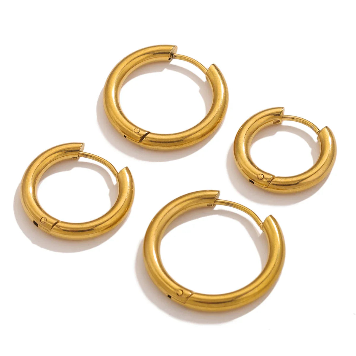 6pcs Stainless Steel 3mm 4mm Hoop Earrings | PVD Gold Plated Korean Round Earrings for Men Women