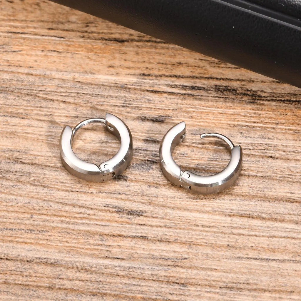 Stainless Steel Hoop Earrings for Men | Brushed Silver Small Hoops