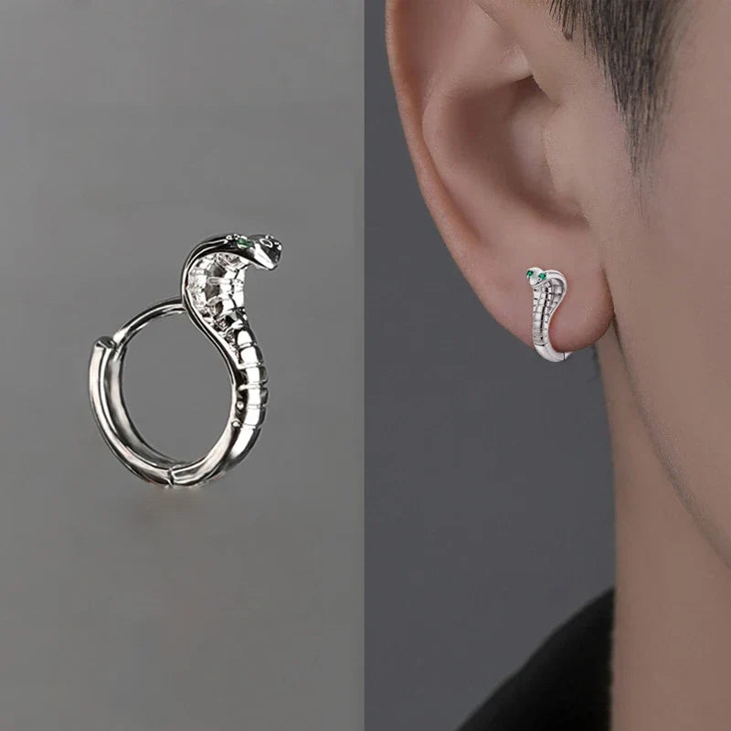 Velishy Snake Hoop Earrings | Gothic Copper Zircon Jewelry