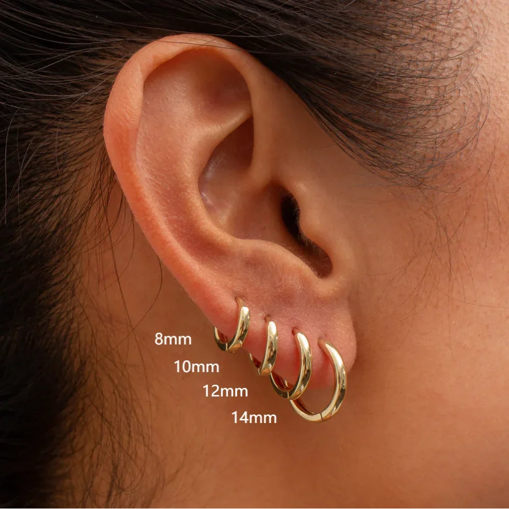 2.5mm Stainless Steel Hoop Earrings Set | Gold Color Stackable Round Hoops for Unisex