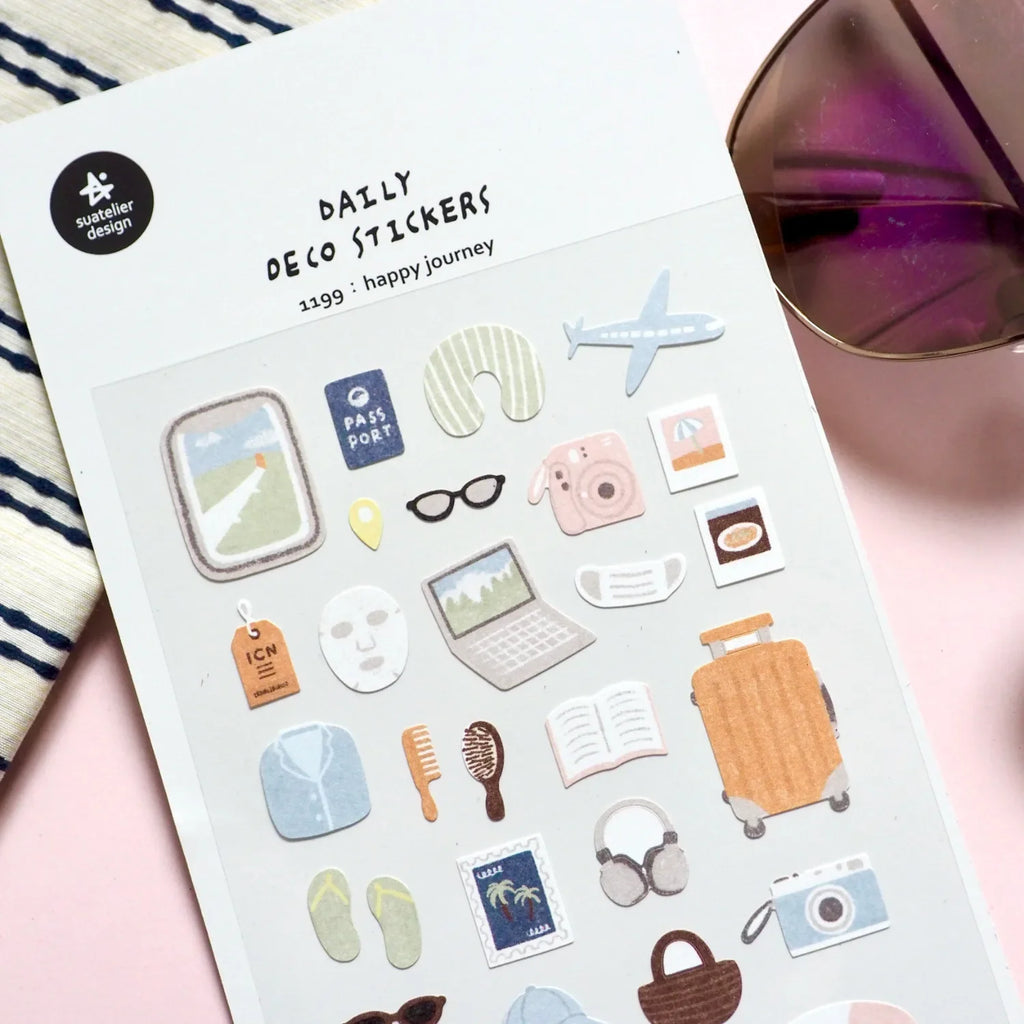 Korean Import Suatelier Happy Journey Paper Stickers | Scrapbooking DIY Journal Stationery Set