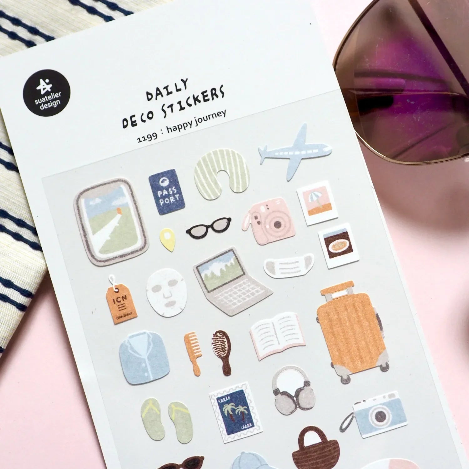 Korean Import Suatelier Happy Journey Paper Stickers | Scrapbooking DIY Journal Stationery Set