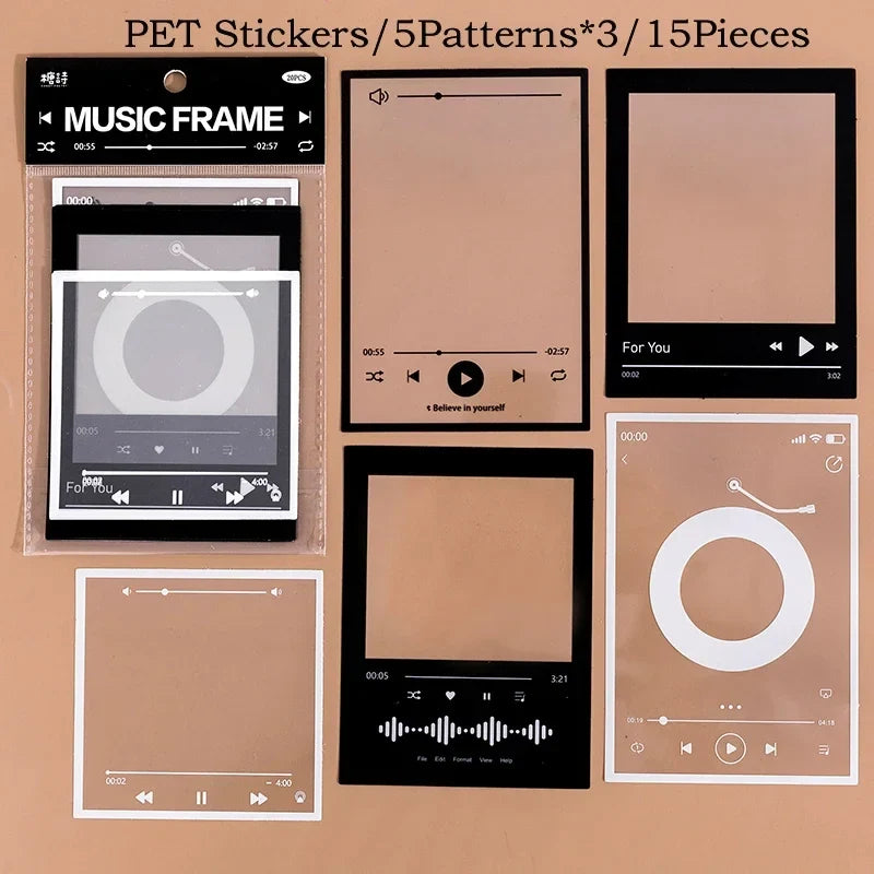 Journamm 15pcs Transparent PET Frame Stickers for Junk Journal | Vintage Scrapbooking Collage