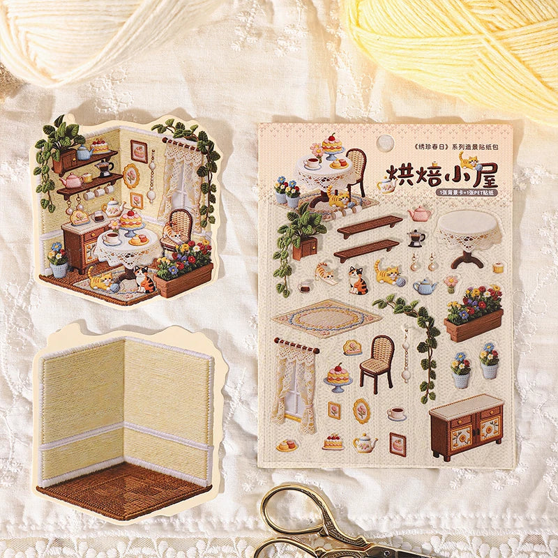 3D Scenery Landscape Stickers | Spring DIY Decals for Junk Journaling