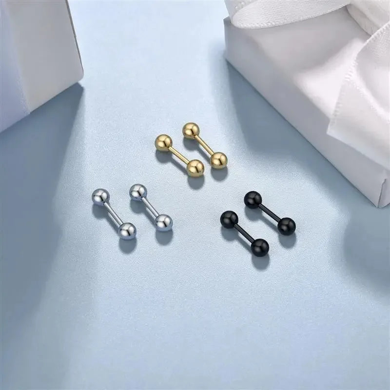 Stainless Steel Screwback Stud Earrings | 16G Small Ball Piercing Jewelry Set