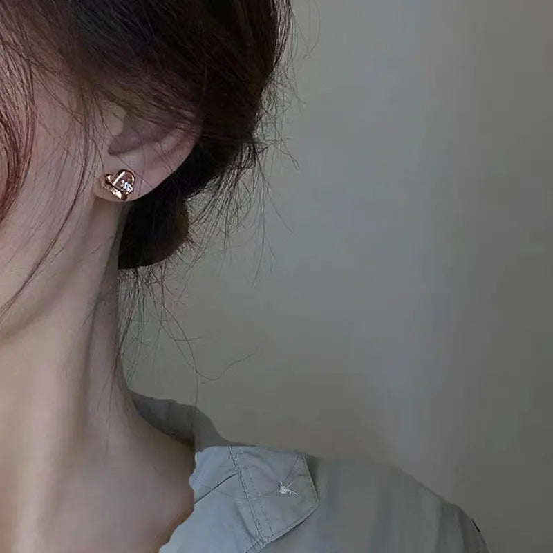 14k Gold Plating Heart Tassel Earrings | Luxury Charm Studs for Women