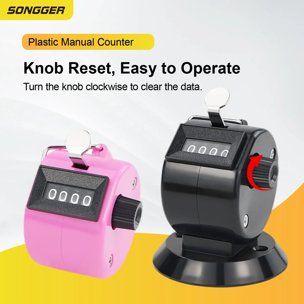 Manual Counter Mechanical Tally Handheld Rotary Clicker Counter | Resettable People Counting Tool