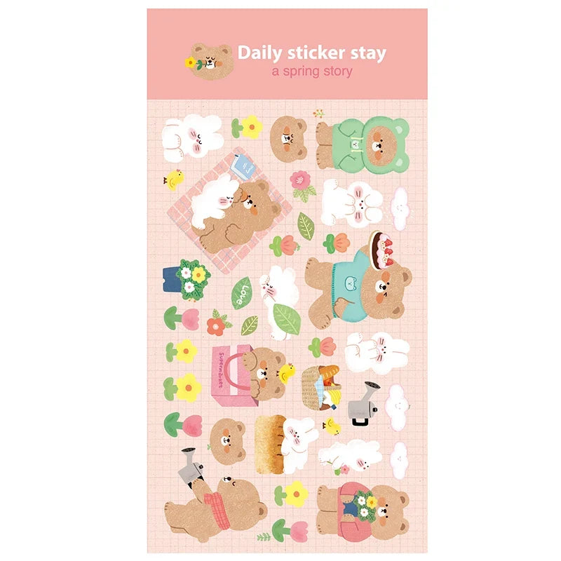 BONITO Kawaii Rabbit Bear Sticker Set | Cute Journal Decor