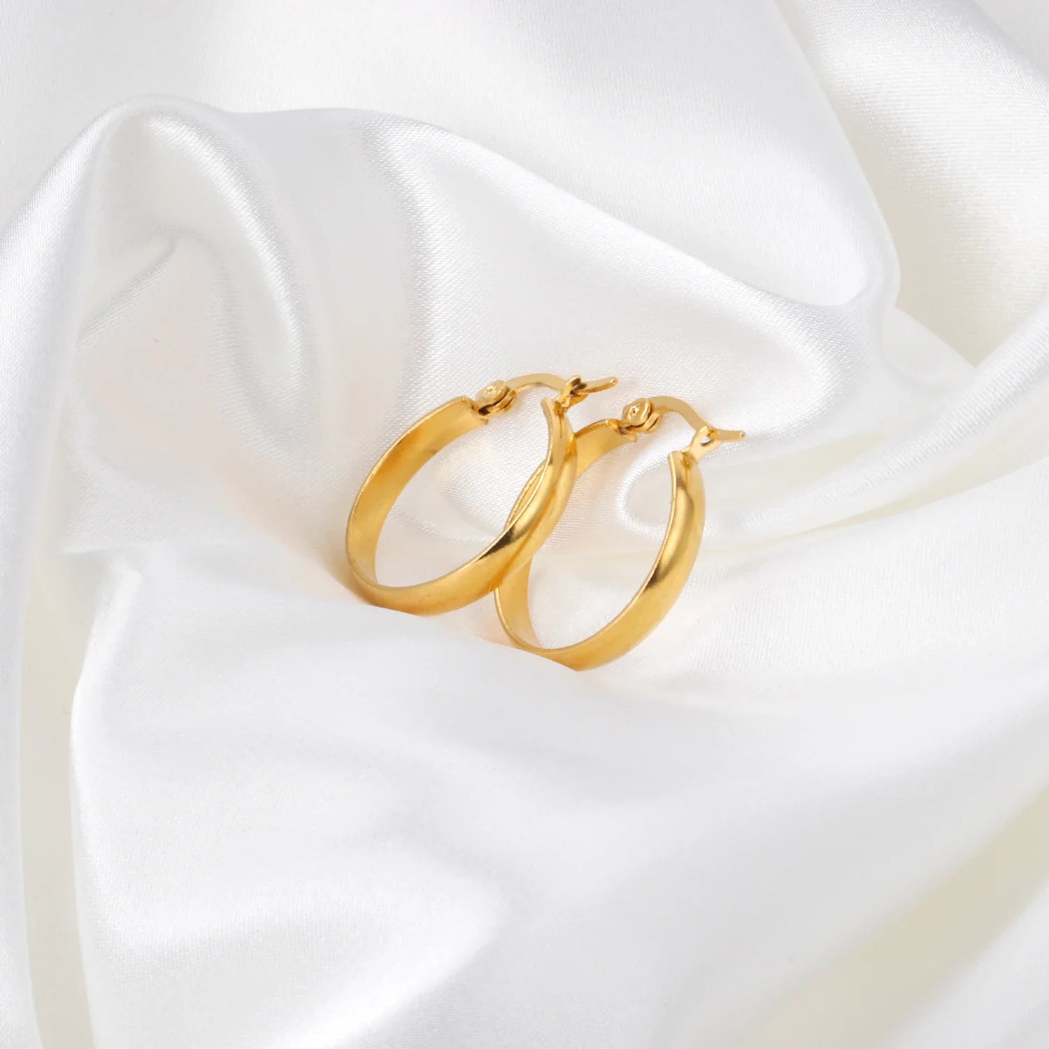 LUXUSTEEL Stainless Steel Hoop Earrings | Simple Geometric Shapes for Women