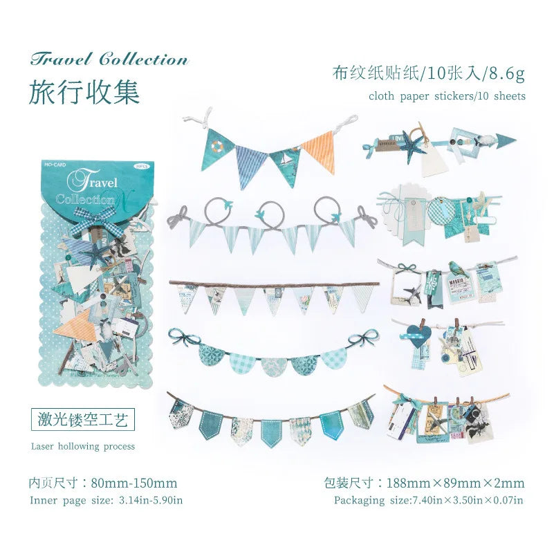 10 pcs Vintage Festival Hollow Landscape Scrapbook Stickers | Handmade Collage Journal Pack