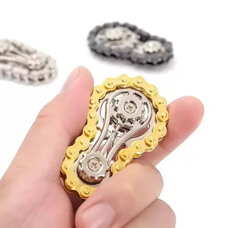 Chain Tooth Mechanical Flywheel Fidget Spinner | Metal Bike Chain EDC Stress Relief Toy