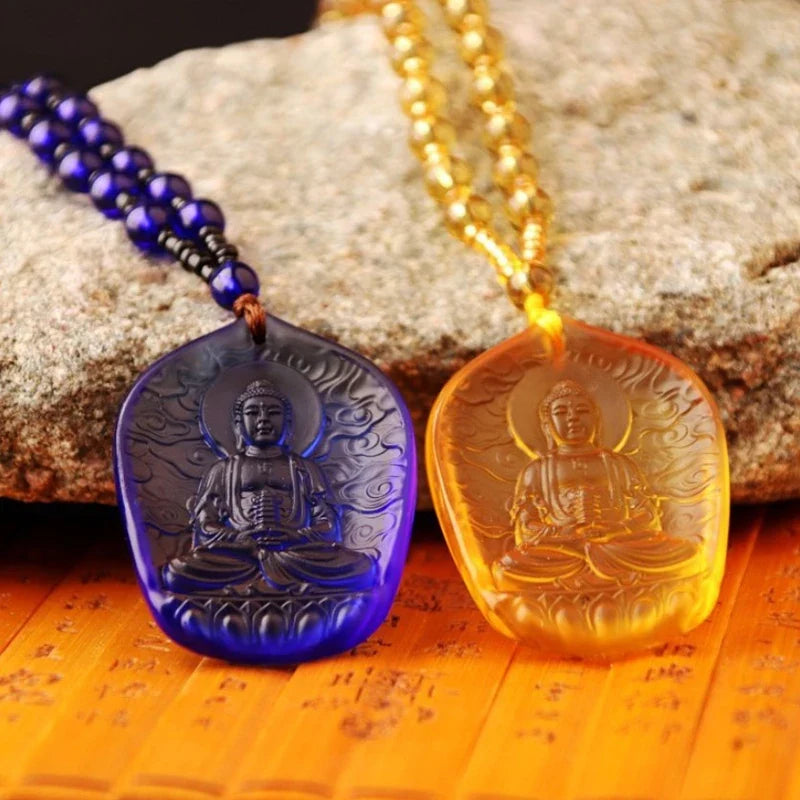 Handcrafted Buddhist Mala Bead Necklace | Stone Buddha Pendant