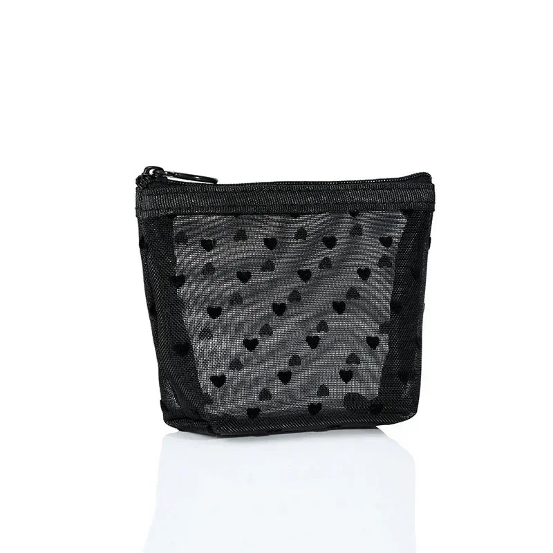 Women Black Mesh Coin Wallet Purse | Small Transparent Organizer Pouch