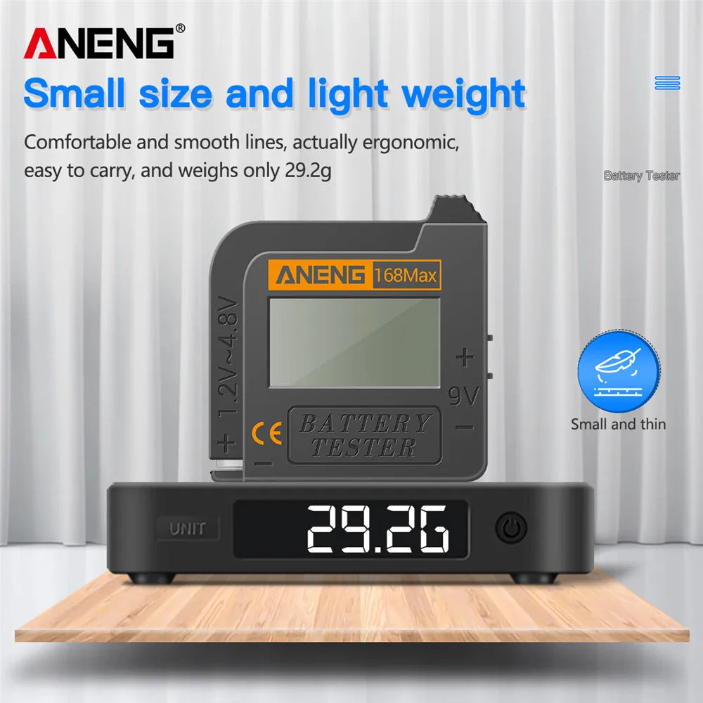 ANENG 168Max Digital Battery Tester | Universal Battery Checker for AA AAA C D 9V and Button Cells