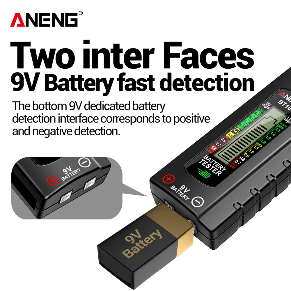 ANENG BT167 Battery Level Detector | Multifunctional Battery Tester for 1.5V and 9V Batteries