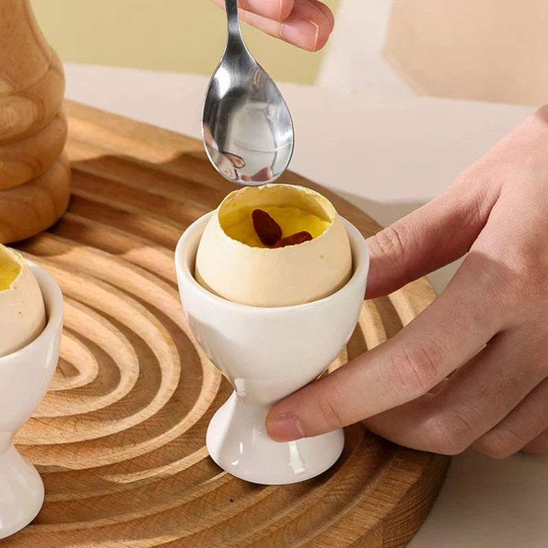 Egg Cup Holder for Hard and Soft Boiled Eggs | White Breakfast Kitchen Accessory