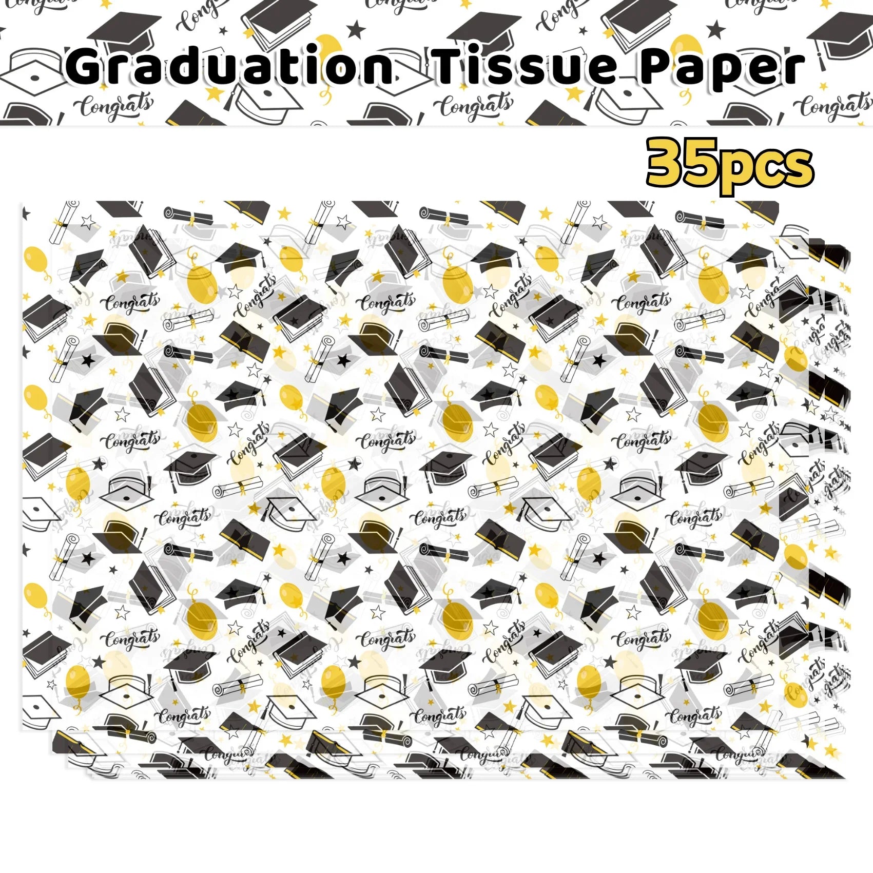 15/35pcs Graduation Gift Wrapping Paper | School Party Supplies