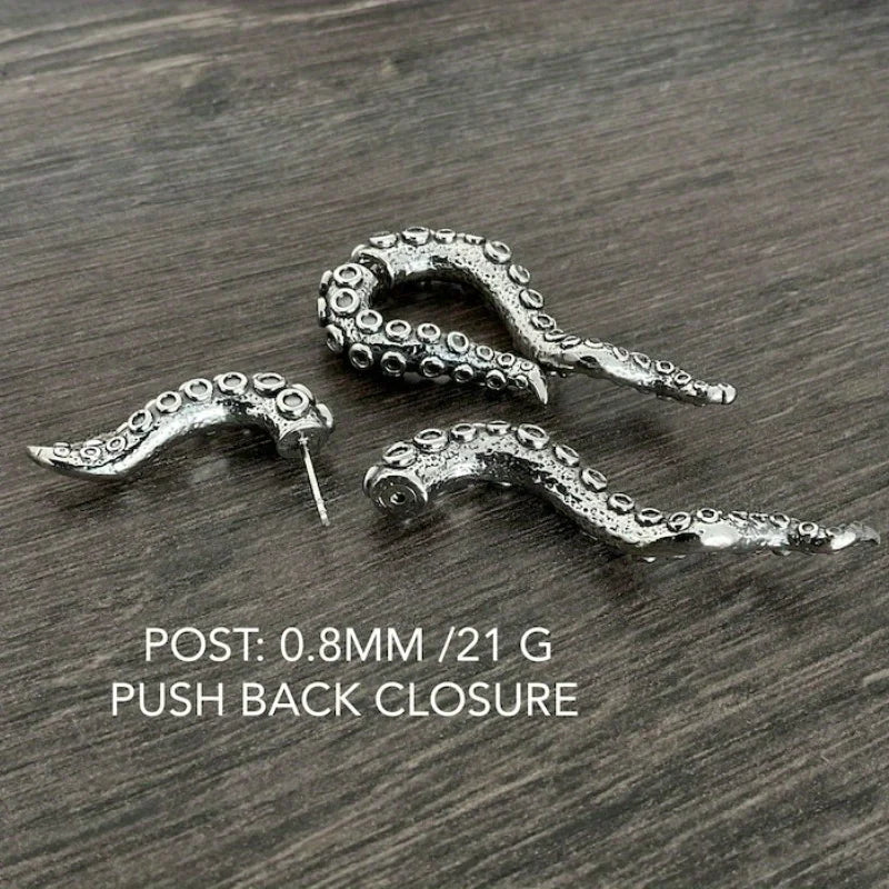 Octopus Tentacle Front Back Earring | Gothic Drop Earrings