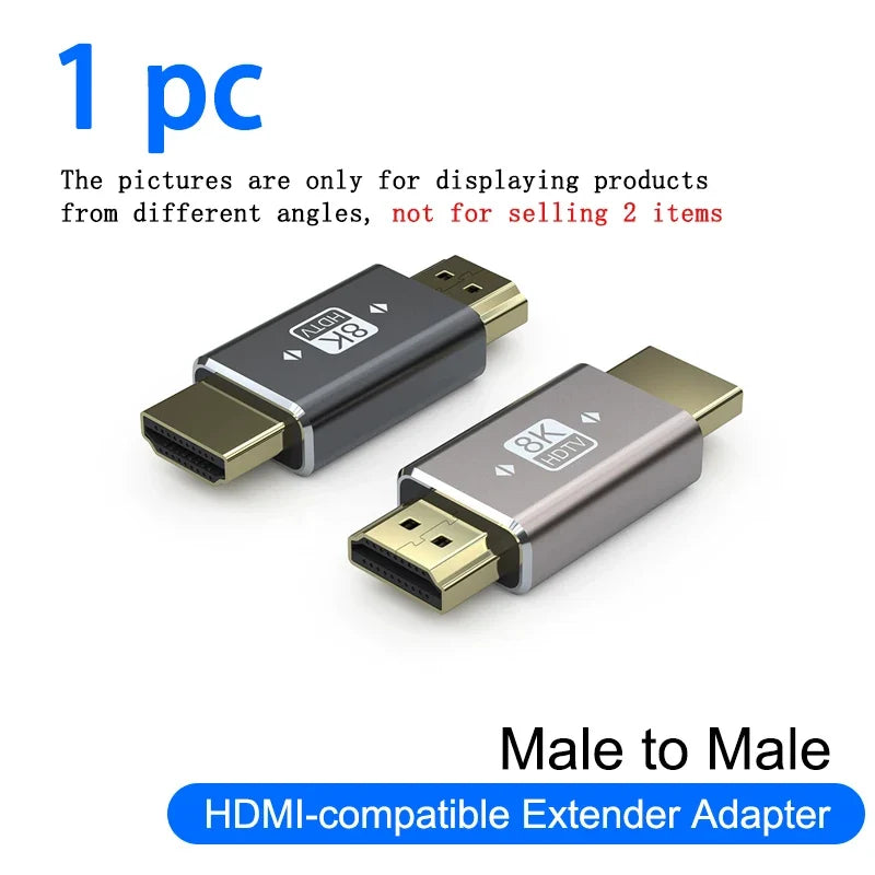 8K HDMI 2.1 Right Angle Adapter | 90 Degree Male to Female Connector for TV and Console