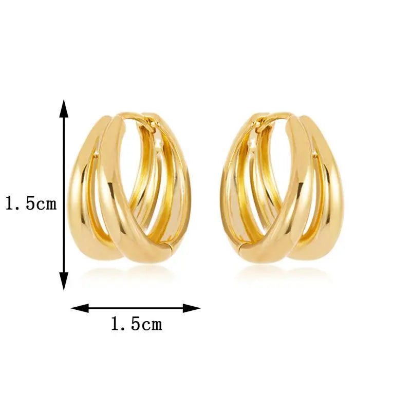 Vintage Drop Earrings | Gold-Tone Metal Stud Earrings for Women