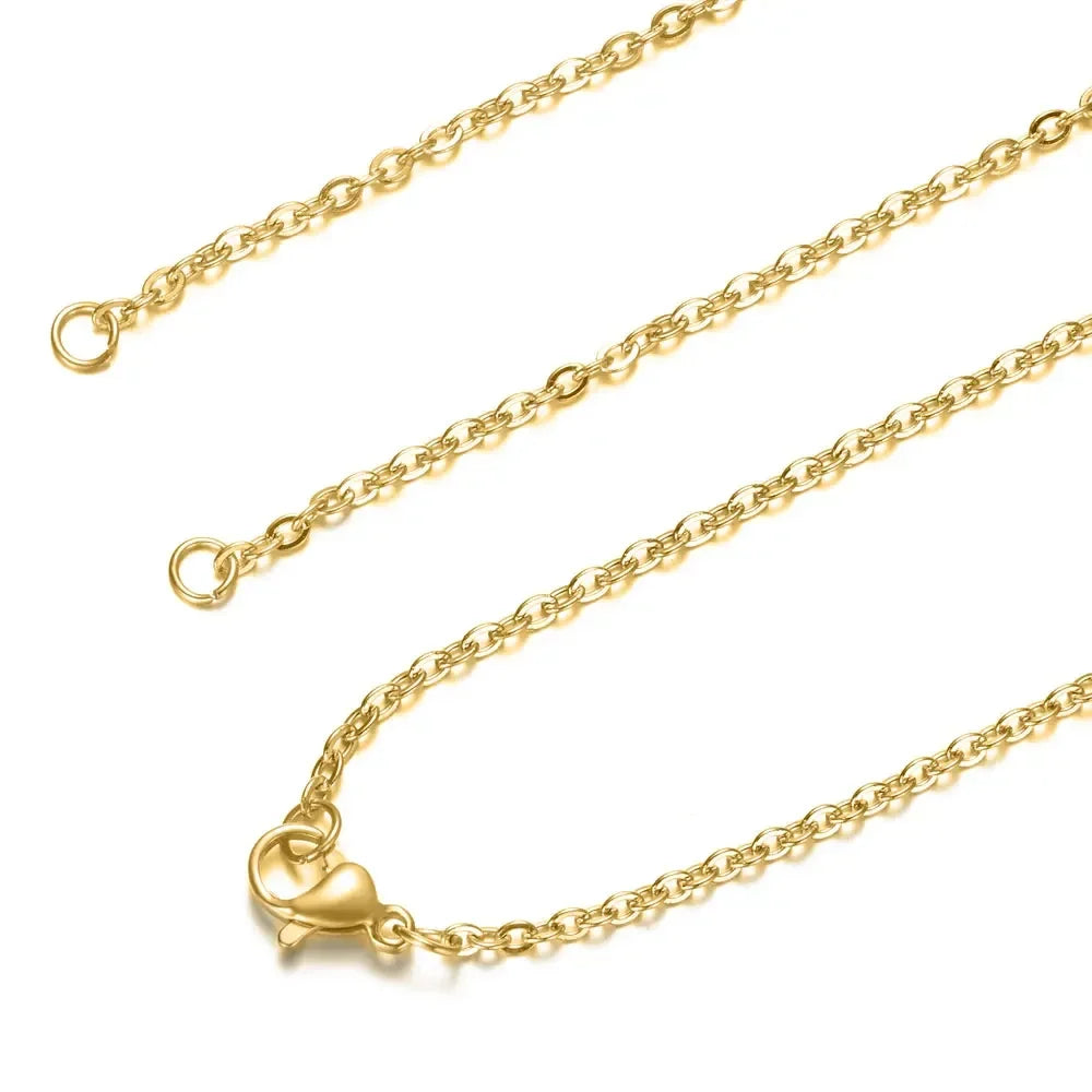 5pcs 2mm Cross Chain Necklaces for DIY Jewelry Making | 316 Stainless Steel Gold