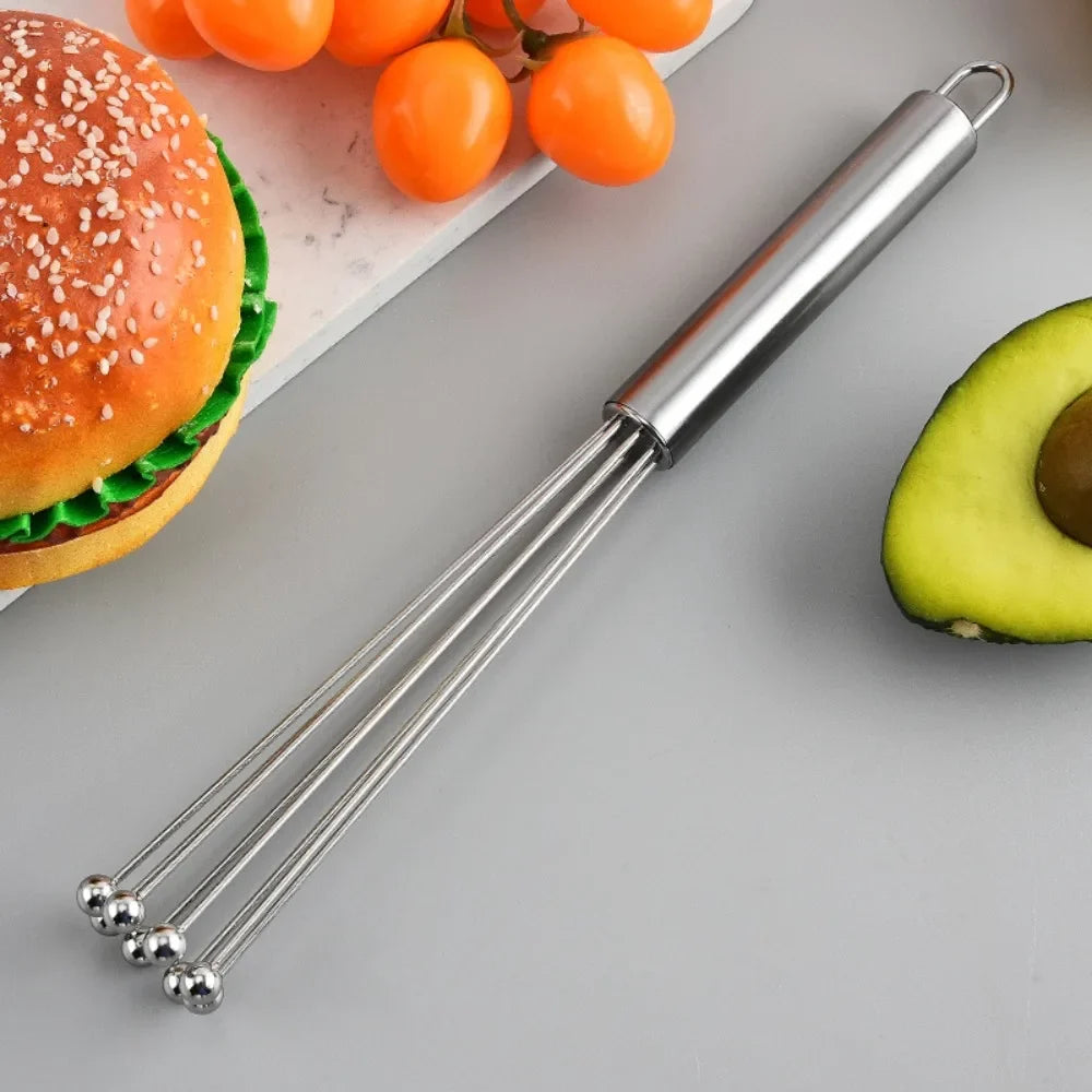 10/12 Inch Manual Egg Beater | Stainless Steel Ball Mixer for Cooking