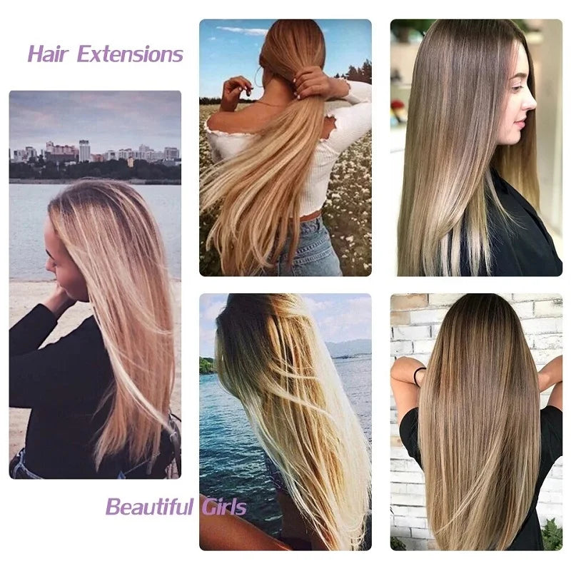 Synthetic 24 Inch Clip In Hair Extensions | Long Straight Blonde Black Heat Resistant Daily Use