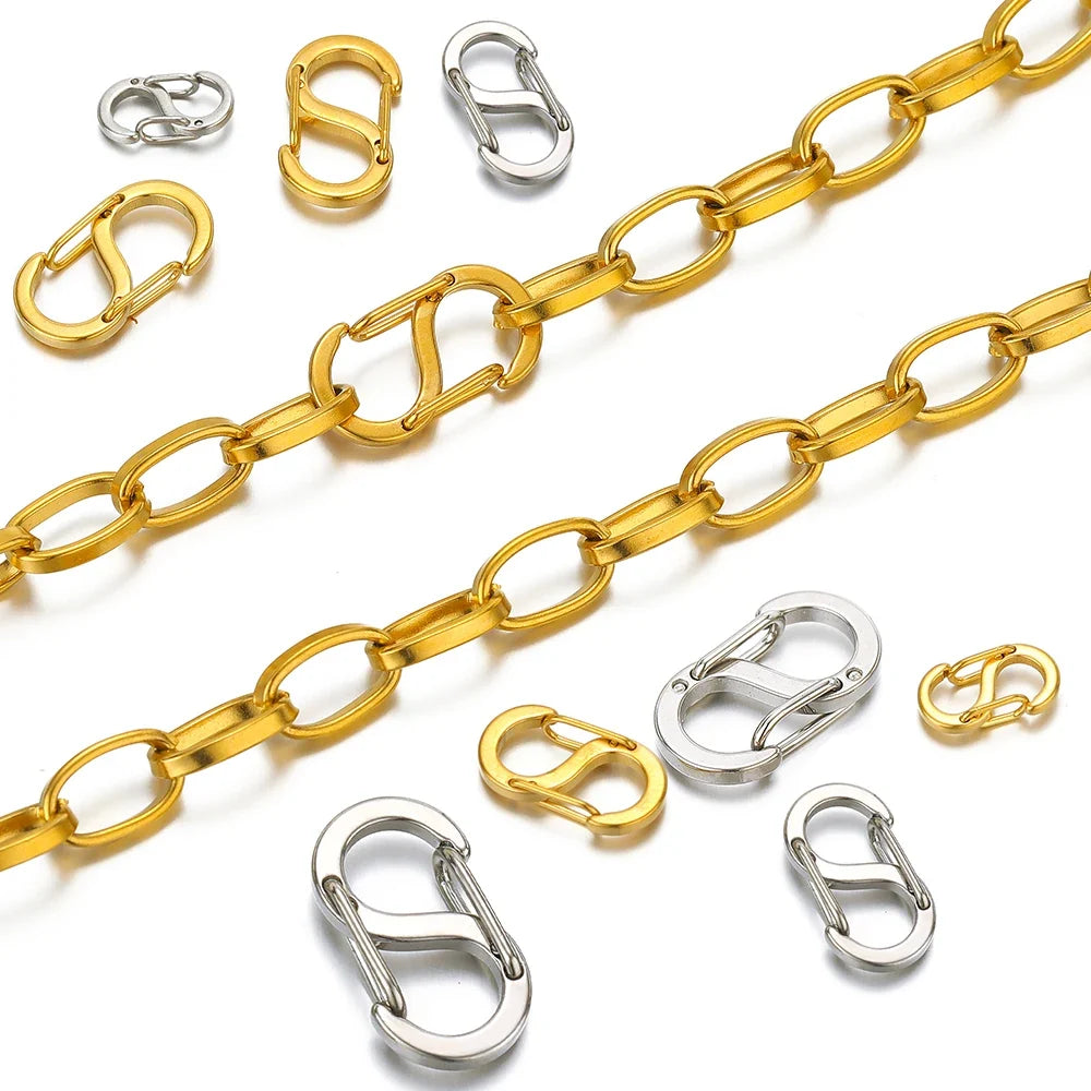 5pcs Stainless Steel Chic Letter S Buckle Clasps | 18k Gold Spring Lobster Hooks for DIY Jewelry Making