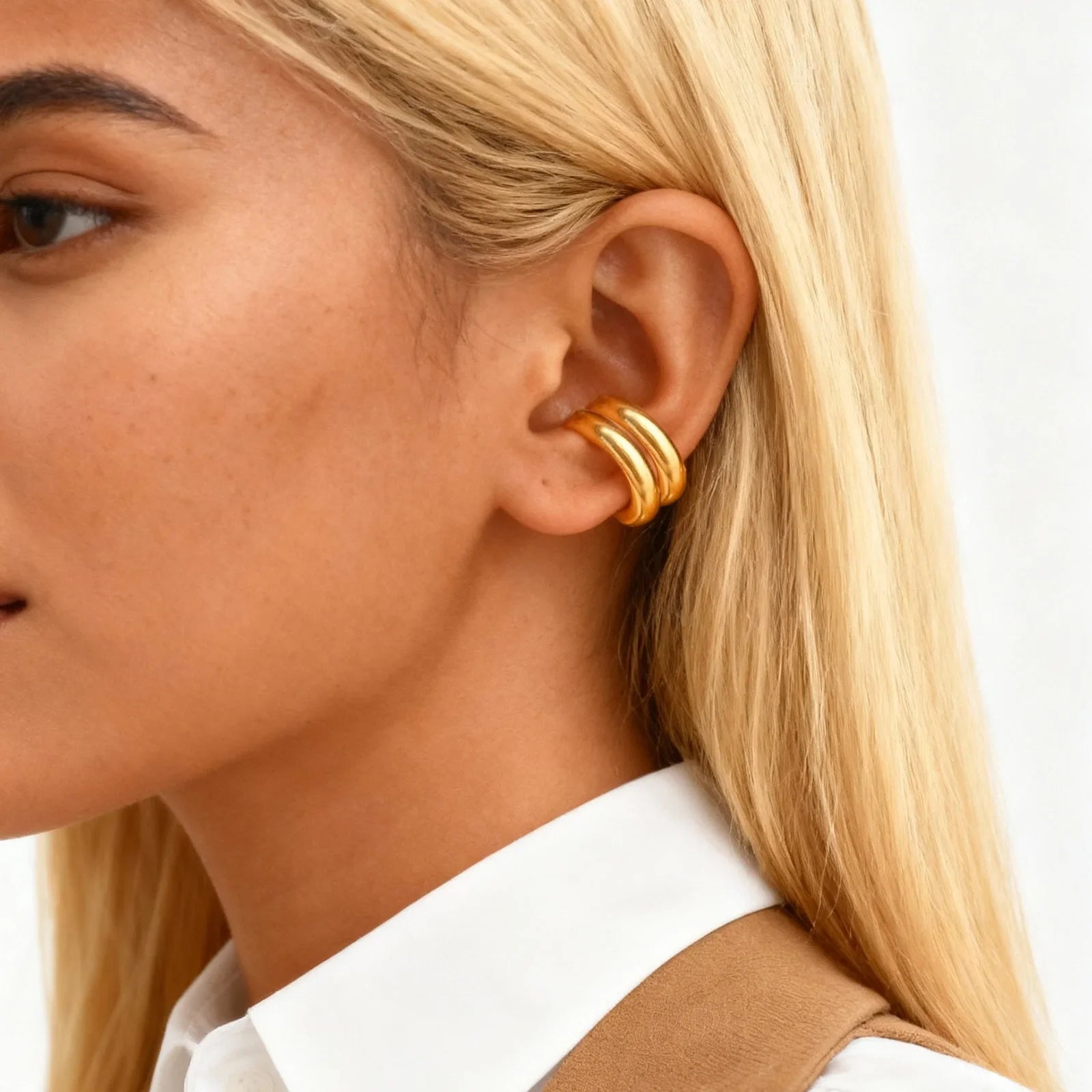 Stainless Steel C-Shaped Ear Clip | Punk Fake Piercing Ear Cuff for Women