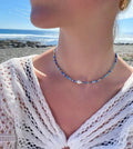White Glass Seed Bead with Beaded Conch Shells Necklace | Classic Choker for Women