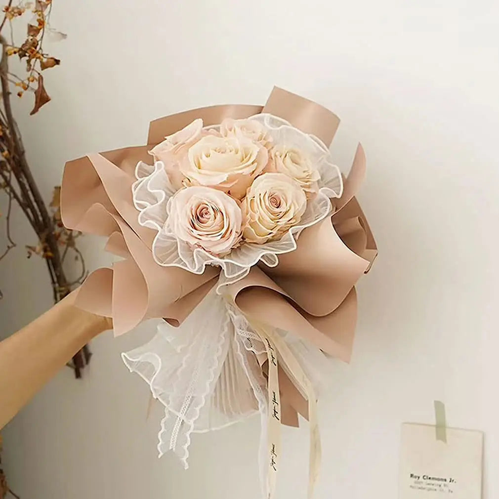 Pink Wedding Season Floral Packaging Kit | Pearl-Edged Wrapping Paper, Mesh, and Netting