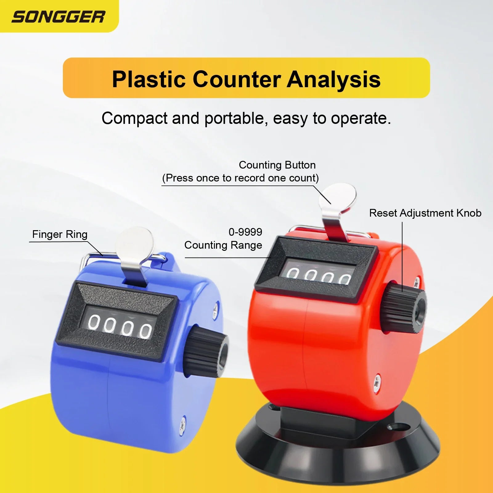 Manual Counter Mechanical Tally Handheld Rotary Clicker Counter | Resettable People Counting Tool