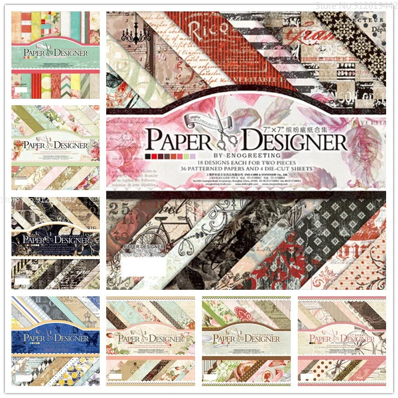 7 Inch Vintage Scrapbook Paper Set | 40 Sheets Retro Cardstock for DIY Crafts