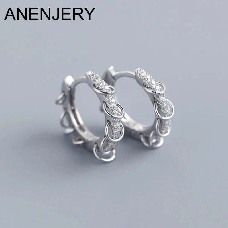 ANENJERY CZ Zircon Circle Hoop Earrings | Punk Trendy Fashion Jewelry