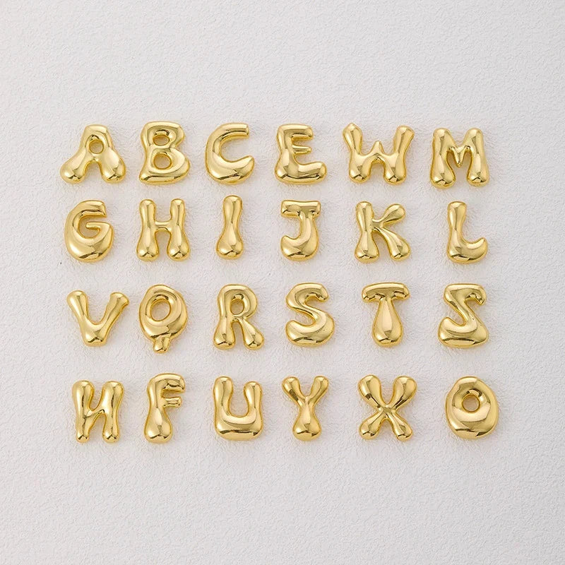 Golden Initial Necklace | Chunky Bubble Letter Pendant for Women