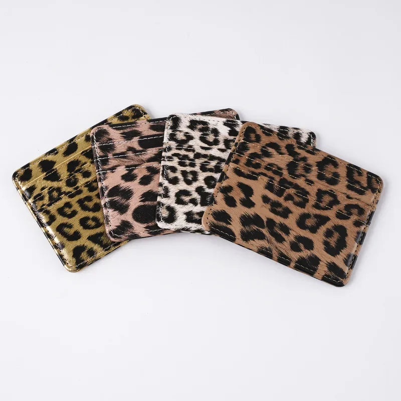 Women Leopard Print PU Leather Card Wallet | Ultra Thin Multi Slot Credit Card Holder