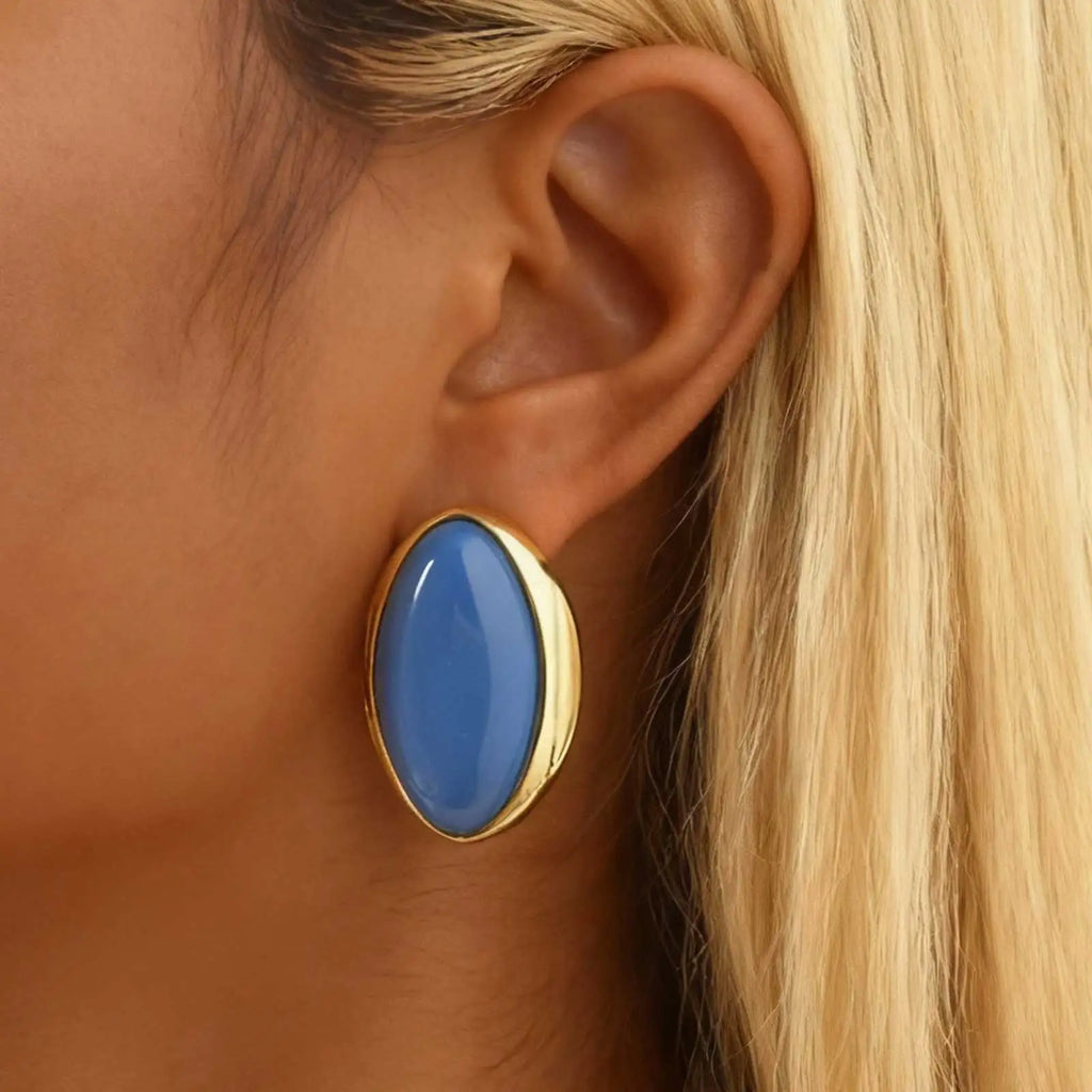 Exaggerated Retro Geometric Ellipse Stud Earrings | Personality Oval Dangle Jewelry for Women