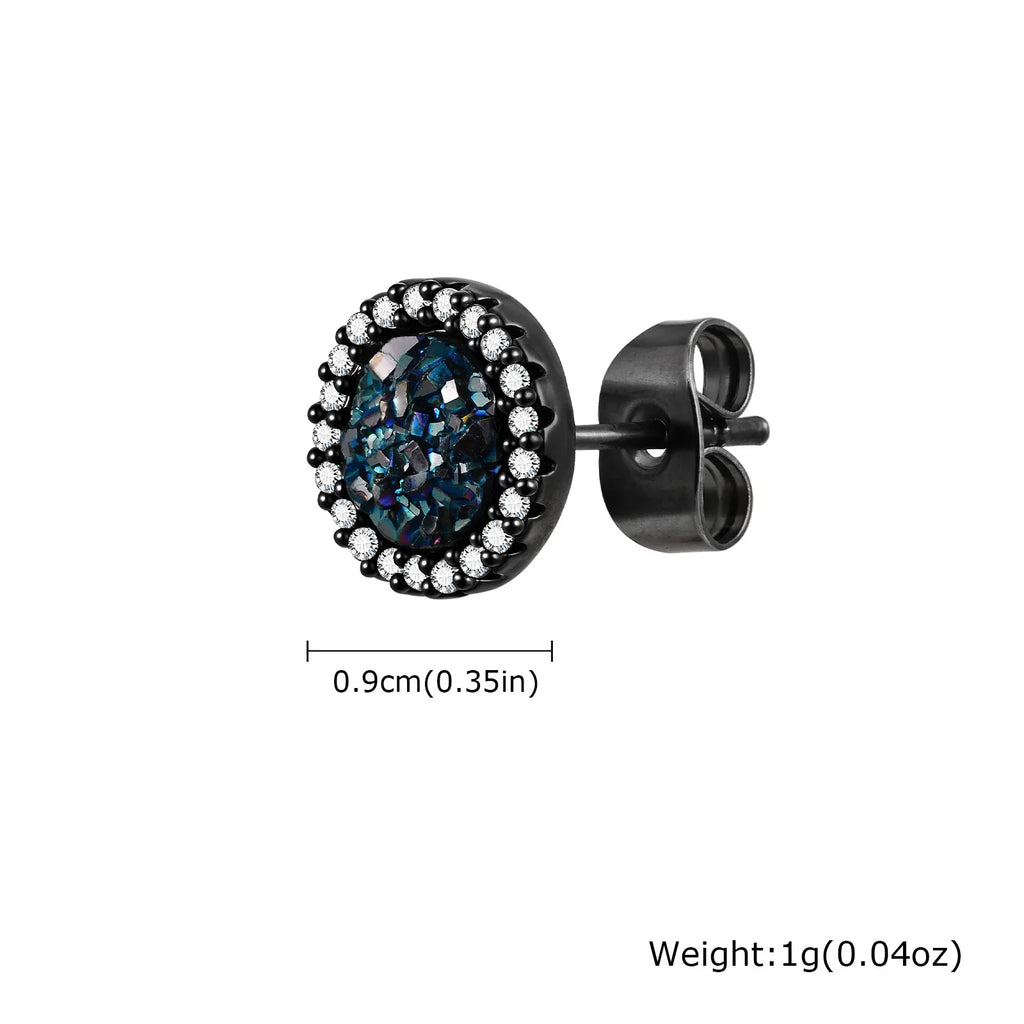 Shattered Zircon Stud Earrings for Men Boys | Hypoallergenic Round Minimalist Jewelry Gift