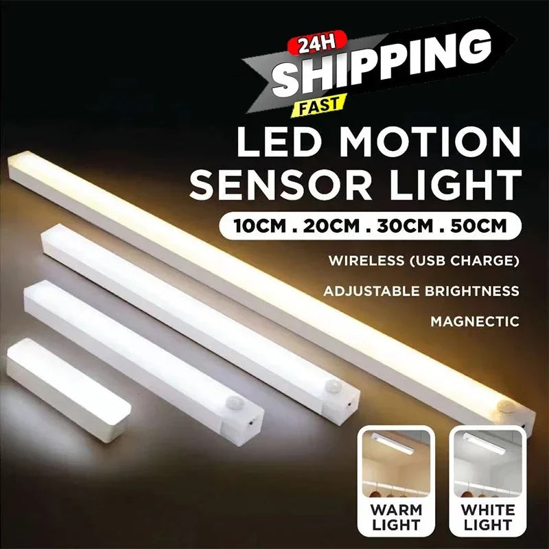 Rechargeable Motion Sensor LED Under Cabinet Light | Dimmable Night Light for Closet Stairs Aisle