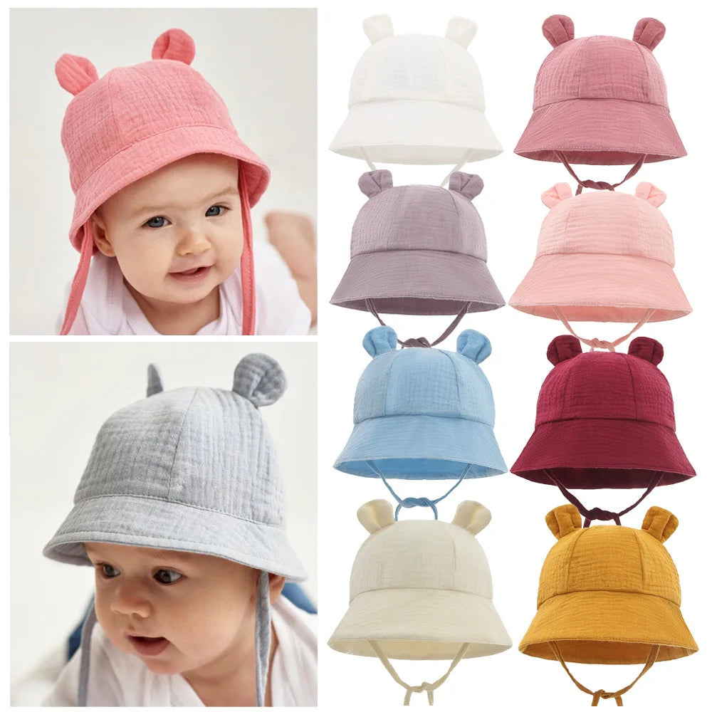 Muslin Baby Sun Hat for Newborn | Cotton Bucket Hat for Infant Summer